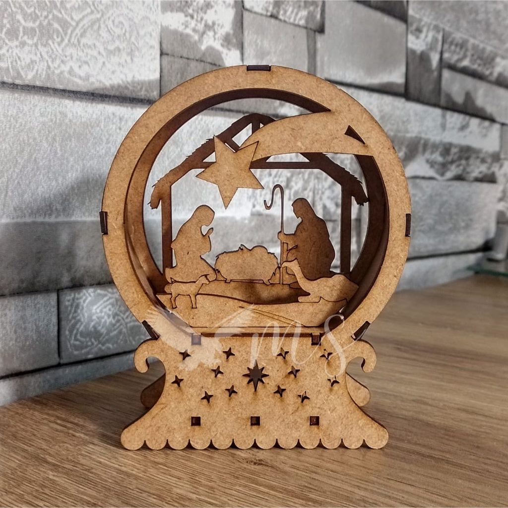 Luminária Led Presépio Mdf Lembrança Presente de Natal